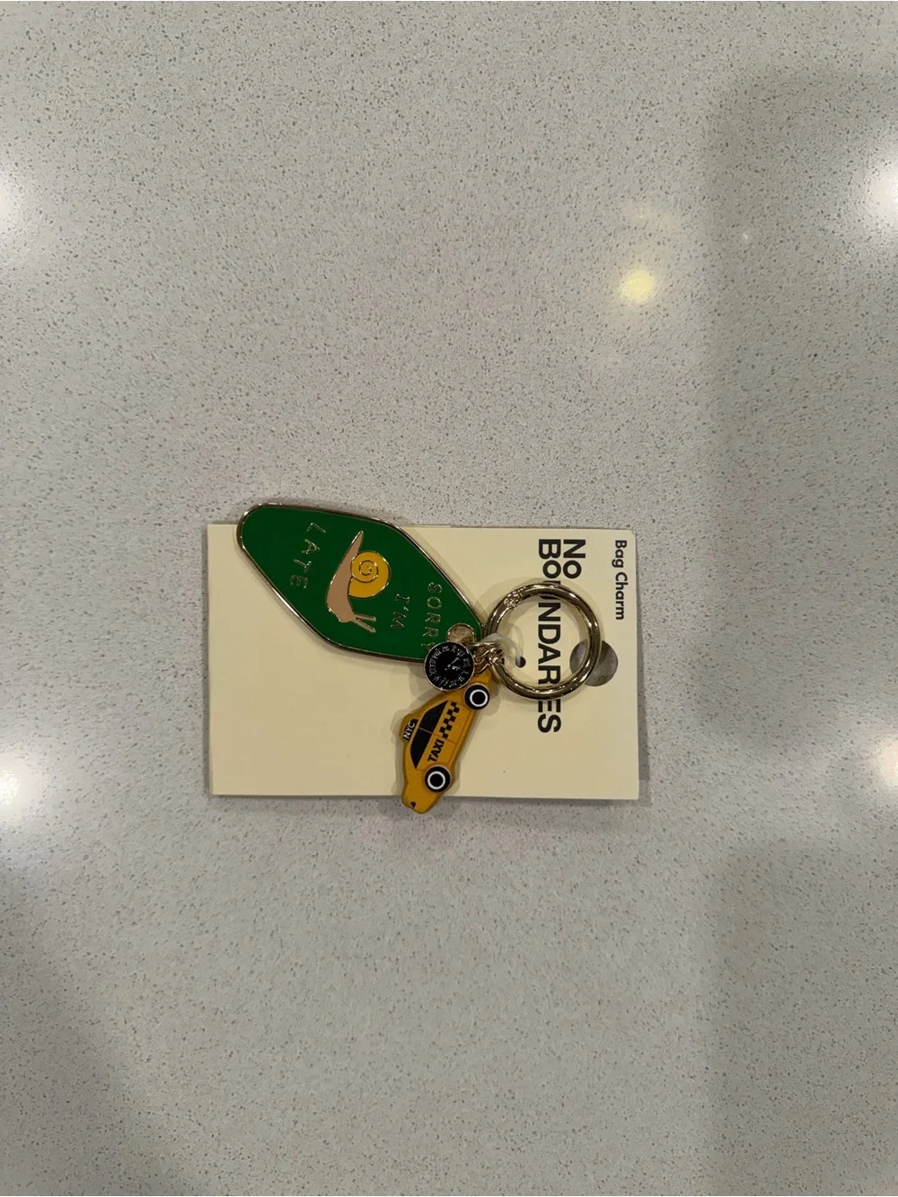 No Boundaries NWT Sorry I’m Late Snail Retro Motel Key Bag Charm Keychain